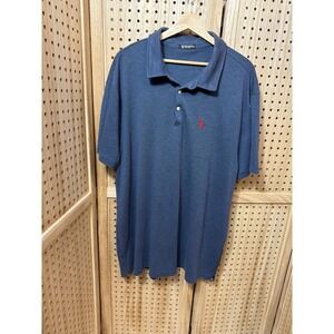 Local Boy Outfitters Mens XXL Polo Shirt Heather Navy Blue Short Sleeve Slub Dog
